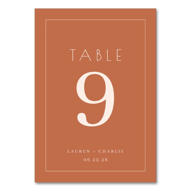 Numéro De Table Warm Terracotta Minimalist Number (Par défaut)