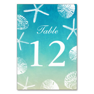 Numéro De Table Watercolor Beach Mariage Coquillages Numéros de ta