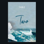 Numéro De Table Watercolor Beach Monogramme Mariage Numéro de tabl<br><div class="desc">Une belle aquarelle plage océan vagues design mariage à thème avec des accents minimalistes et monogramme. Ce design est idéal pour tous les mariages du printemps, de l'été, de l'automne et de l'hiver. Un élégant design d'aquarelle de bord de mer dans un thème contemporain. Un design élégant de carte de...</div>