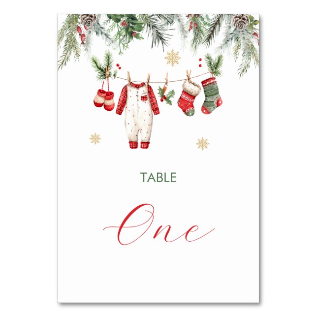 Numéro De Table Watercolor Elegant Winter Santa Baby Christmas  (Par défaut)