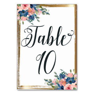Numéro De Table Watercolor Floral Calligraphie Numéro de tableau C