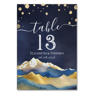 Numéro De Table Watercolor Gold Foil Mountain Mariage Numéro de ta