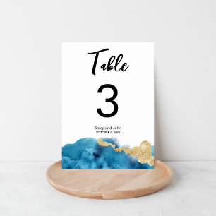 Numéro De Table Watercolor moderne Ocean Island Mariage