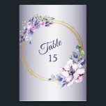 Numéro De Table Watercolor Pink Floral Geometric Golden Purple<br><div class="desc">Watercolor Pink Floral Geometric Golden Purple Table Number. Unique,  beautiful,  modern design. Easy to be personalized. Font style,  size and colors can be changed. Matching items available.</div>