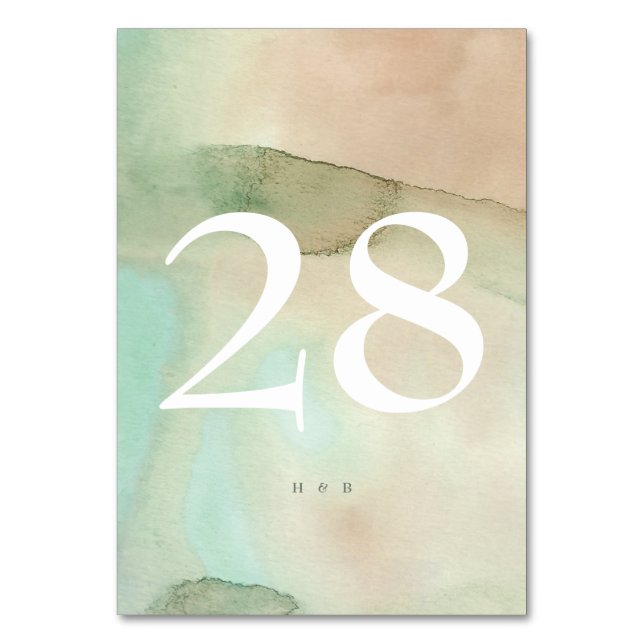 Numéro De Table Watercolor Soft Pastel Beach Wedding (Par défaut)