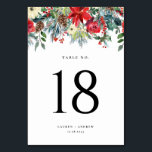 Numéro De Table Watercolor Winter Blooms Garland Mariage botanique<br><div class="desc">Ajoutez un accent floral à votre événement avec ces cartes numériques personnalisables. Il présente une guirlande florale aquarelle de fleurs de poinsettia, de roses rouges et d'ivoire, de pinecones, d'hivernages et de verdure. Personnalisez en ajoutant vos détails. Cette carte de numéro de table fleurie est parfaite pour les mariages d'hiver,...</div>