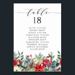 Numéro De Table Watercolor Winter Blooms Garland Mariage Siège<br><div class="desc">Ajoutez un accent verdoyant à votre événement grâce à ces cartes personnalisables de table. Il présente une guirlande florale aquarelle de fleurs de poinsettia, de roses rouges et d'ivoire, de pinecones, d'hivernages et de verdure. Cette carte de numéro de table fleurie est parfaite pour les mariages d'hiver, les diplômes, les...</div>