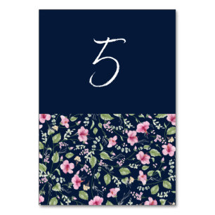 Numéro De Table Wedding shower en fleur d'Hibiscus rose bleu marin