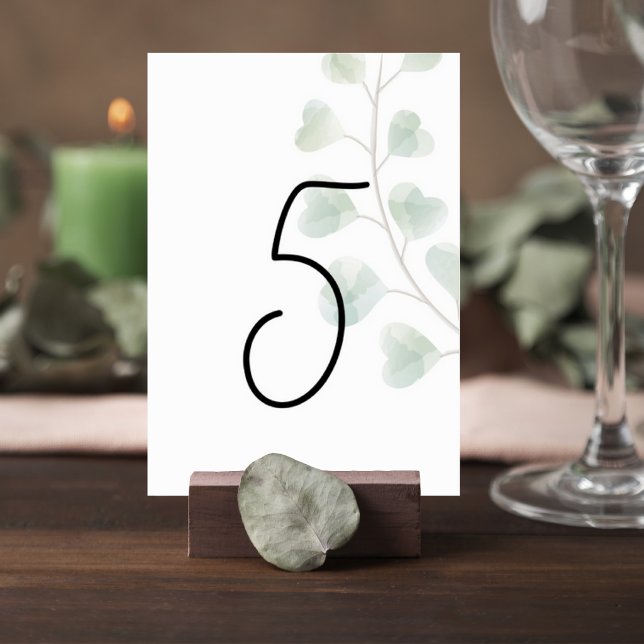 Numéro De Table Wedding Table Number with Eucalyptus Leaves (Créateur téléchargé)