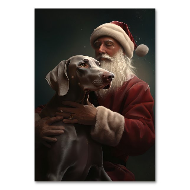 Numéro De Table Weimaraner avec le Père Noël Festif de Noël (Par défaut)