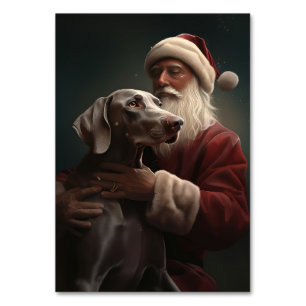 Numéro De Table Weimaraner avec Noël Festif du Père Noël