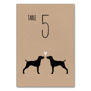 Numéro De Table Weimaraner Chien Silhouettes Réception de mariage