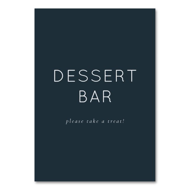 Numéro De Table Welcoming Navy Minimalist Dessert Bar Sign (Par défaut)