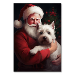 Numéro De Table West Highland White Terrier Santa Claus Noël