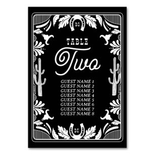Numéro De Table Western Country Cowboy Rustique Mariage