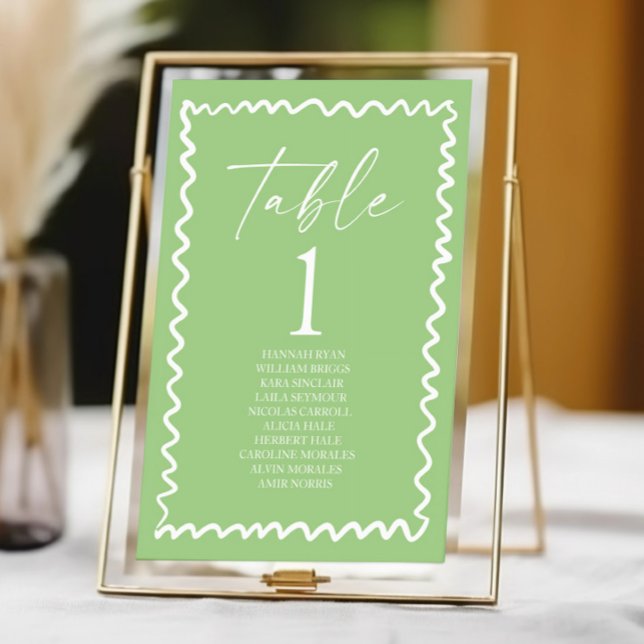 Numéro De Table Whimsical Citrus Green Wavy Border Wedding (Créateur téléchargé)
