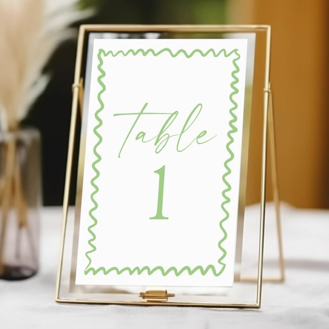 Numéro De Table Whimsical Citrus Green Wavy Border Wedding (Créateur téléchargé)