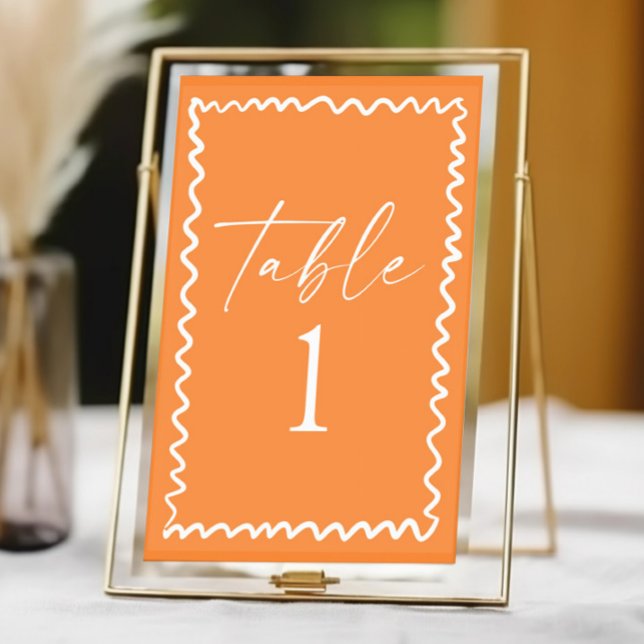 Numéro De Table Whimsical Citrus Orange Wavy Border Wedding (Créateur téléchargé)