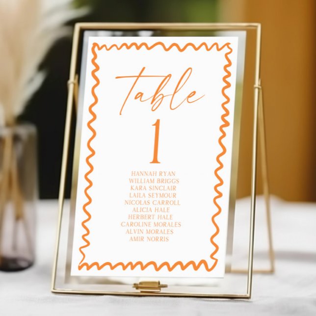 Numéro De Table Whimsical Citrus Orange Wavy Border Wedding (Créateur téléchargé)
