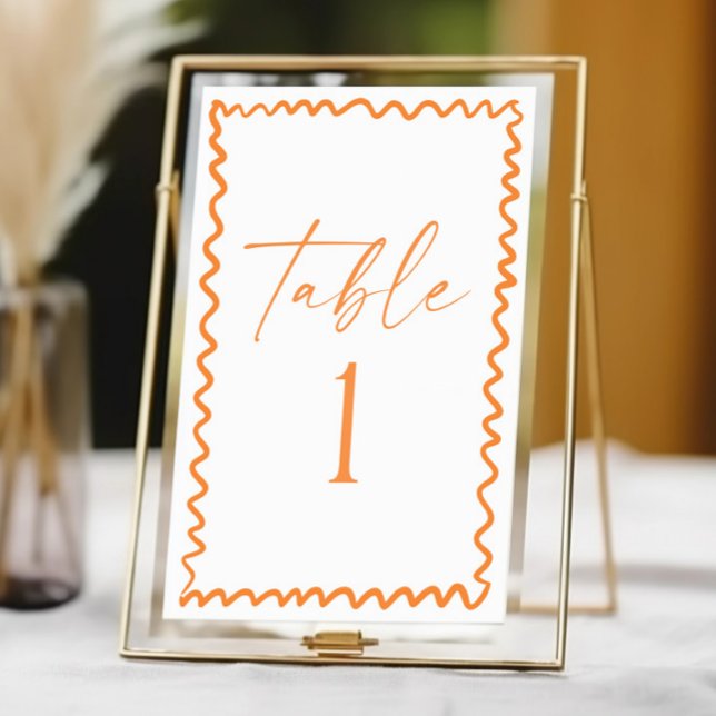 Numéro De Table Whimsical Citrus Orange Wavy Border Wedding (Créateur téléchargé)