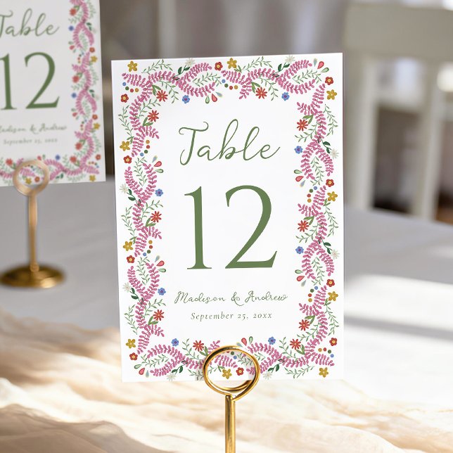 Numéro De Table Whimsical Folk Art Floral Wedding (Créateur téléchargé)