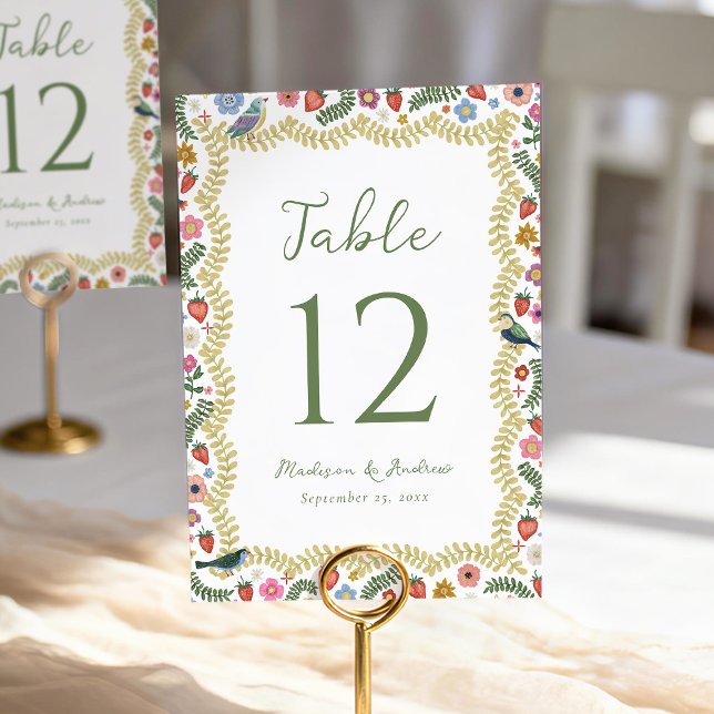 Numéro De Table Whimsical Folk Art Floral Wedding (Créateur téléchargé)
