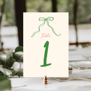 Numéro De Table Whimsical Quirky manuscrit Bow