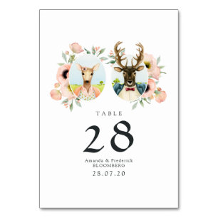Numéro De Table Whimsical Rustic Woodland Forest Mariage de cerfs
