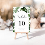 Numéro De Table Whimsical Summer Tropical Feuille Script Mariage<br><div class="desc">Design moderne et élégant imprimé Cadre Arc de Whimsical Été Feuille de Script Tropical Numéro de table qui peut être customisé avec votre texte et ajouter chaque carte numéro de table à votre panier, un par un. Cliquez sur le bouton "Customiser" et utilisez notre outil de conception pour modifier ce...</div>