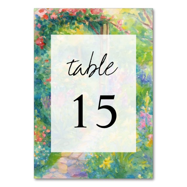 Numéro De Table Whimsical Watercolor Garden Themed Wedding  (Par défaut)