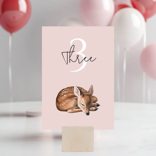 Numéro De Table Whimsland Cerf Anniversaire rose (Créateur téléchargé)