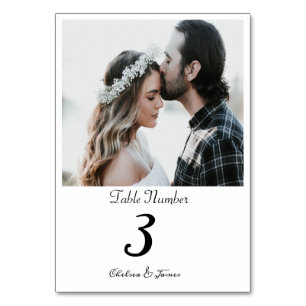 Numéro De Table White Elegant Calligraphie Photo Mariage Personnal