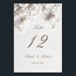 Numéro De Table White Sculptured Flowers Wedding<br><div class="desc">White sculptured 3D roses arched wedding table numbers card.</div>