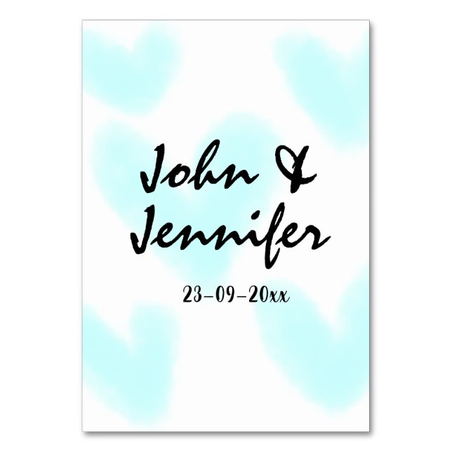 Numéro De Table white simple minimal text style wedding blue heart (Par défaut)