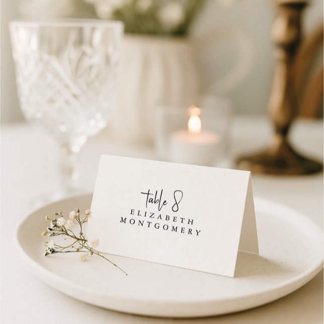 Numéro De Table White Simple Modern Wedding Calligraphy (Créateur téléchargé)