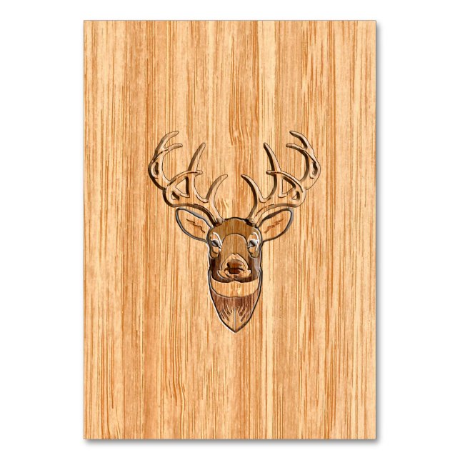 Numéro De Table White Tail Deer Head Wood Grain Background (Par défaut)