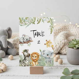 Numéro De Table Wild One Boy Safari Jungle Animals Baby Shower