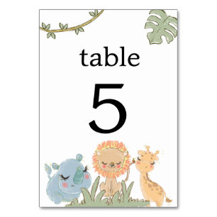 Numéro De Table Wild One Sur Le Chemin Safari Animaux Baby shower