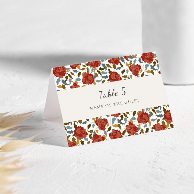 Numéro De Table Wild Rose Floral Petals Garden Wedding Place Card (Créateur téléchargé)