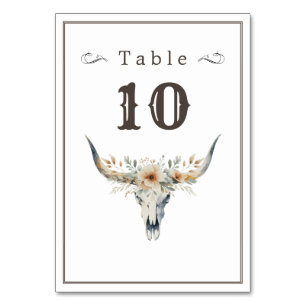 Numéro De Table Wild West mariage longhorn
