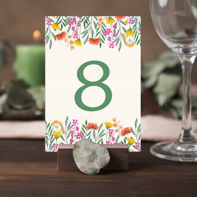 Numéro De Table Wildflower Botanical Wedding Table Number Card (Créateur téléchargé)