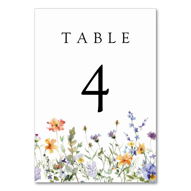 Numéro De Table Wildflower Garden Wedding Table Number (Par défaut)