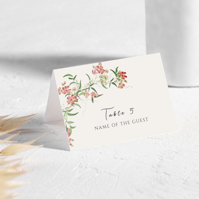 Numéro De Table Wildflower Rose Spring Garland Wedding Place Card (Créateur téléchargé)