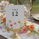 Numéro De Table Wildflower Wedding Pretty Flower Table Number<br><div class="desc">Wildflower Wedding Reception Table Number which you can customize with any table number. A vibrant meadow of watercolor poppies and cosmos flowers, in pink, orange and yellow, bloom across the bottom, exuding a free-spirited and enchanting vibe. The clear, bold Table Number allows for effortless guest navigation. Please browse my store...</div>
