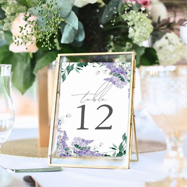 Numéro De Table Wisteria Dusty Purple Mariage d'aquarelle (Créateur téléchargé)