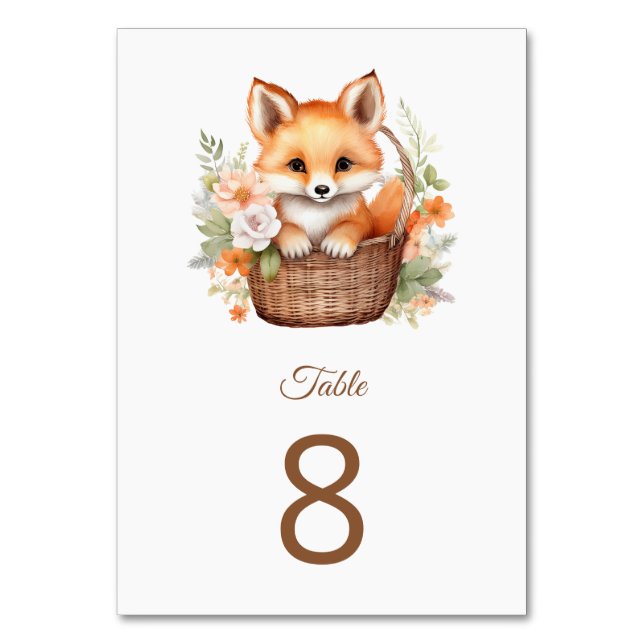 Numéro De Table Woodland Fox Baby Shower Party Table Number (Par défaut)