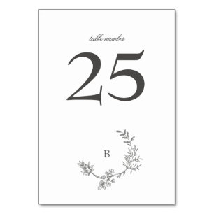 Numéro De Table Wreath traditionnel Floral Wreath Monogramme minim