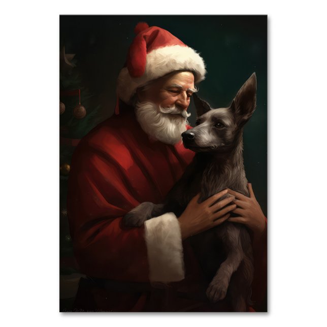 Numéro De Table Xoloitzcuintli avec Noël Festif du Père Noël (Par défaut)
