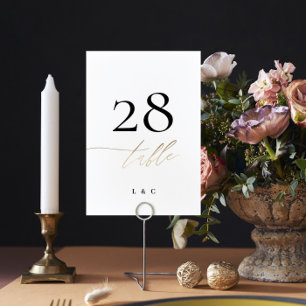 Numéro De Table Yellow Gold Calligraphy Modern Wedding