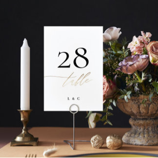 Numéro De Table Yellow Gold Calligraphy Modern Wedding